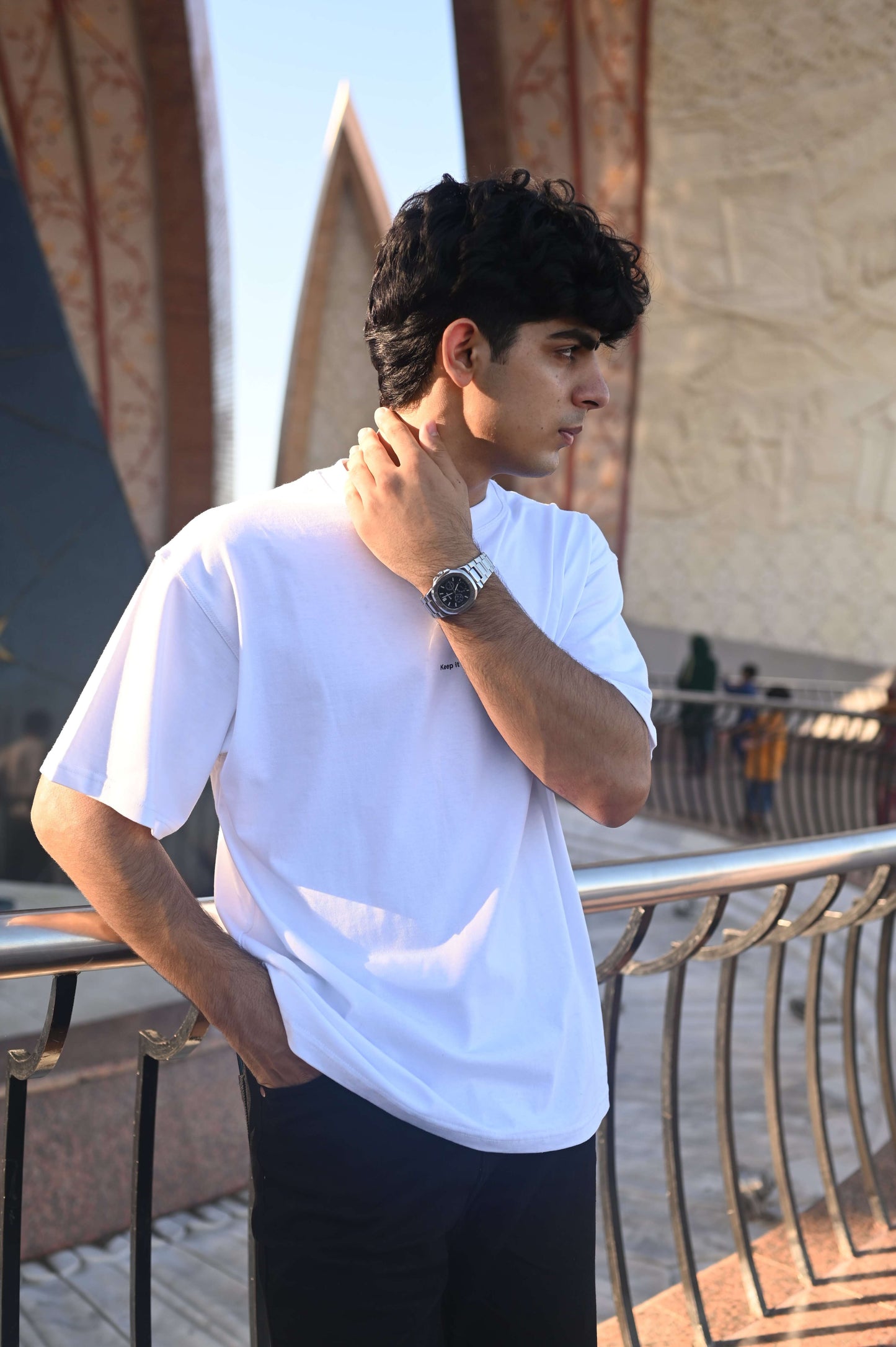 White Signature Drop Sholder T-Shirt