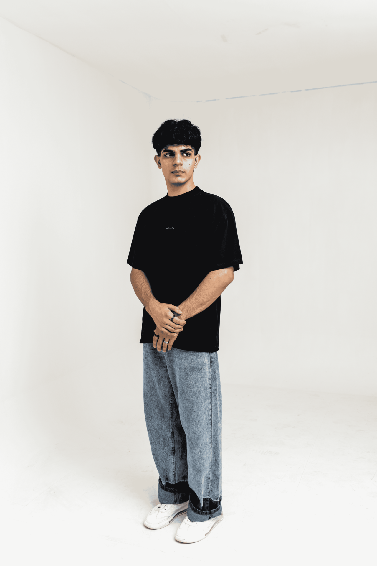Black Signature Drop Sholder T-Shirt